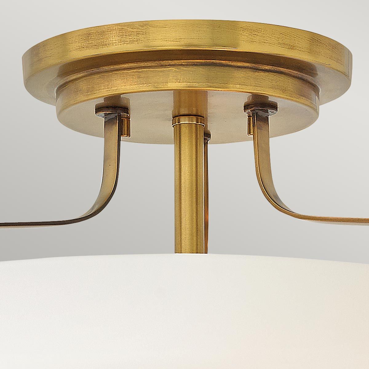 Harper Small Semi-Flush Ceiling Light - Opal Glass & Heritage Brass Finish