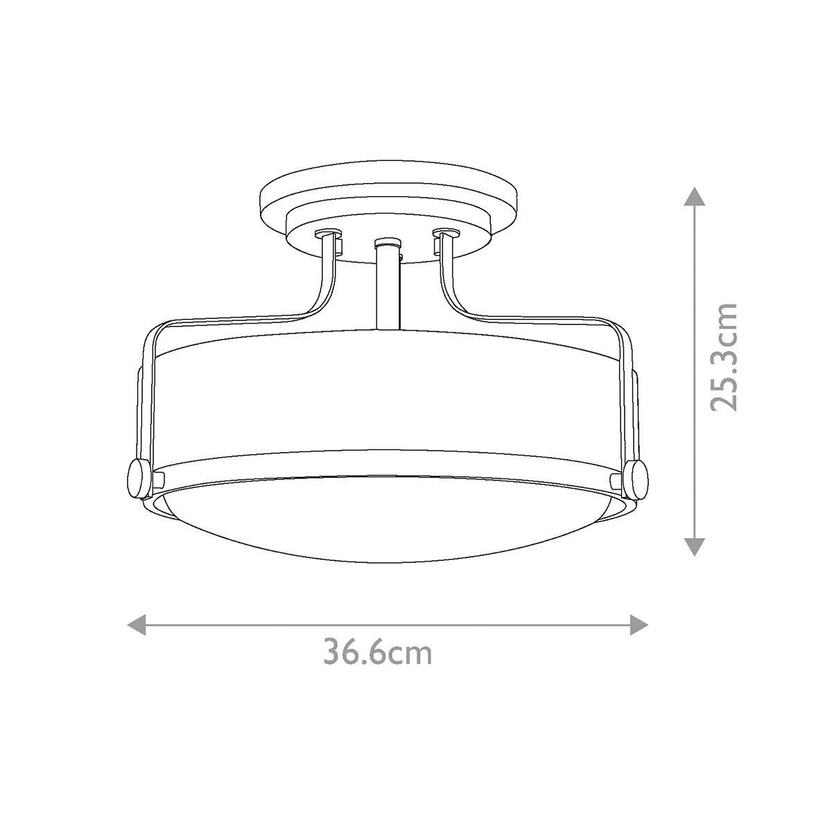Harper Small Semi-Flush Ceiling Light - Opal Glass & Heritage Brass Finish