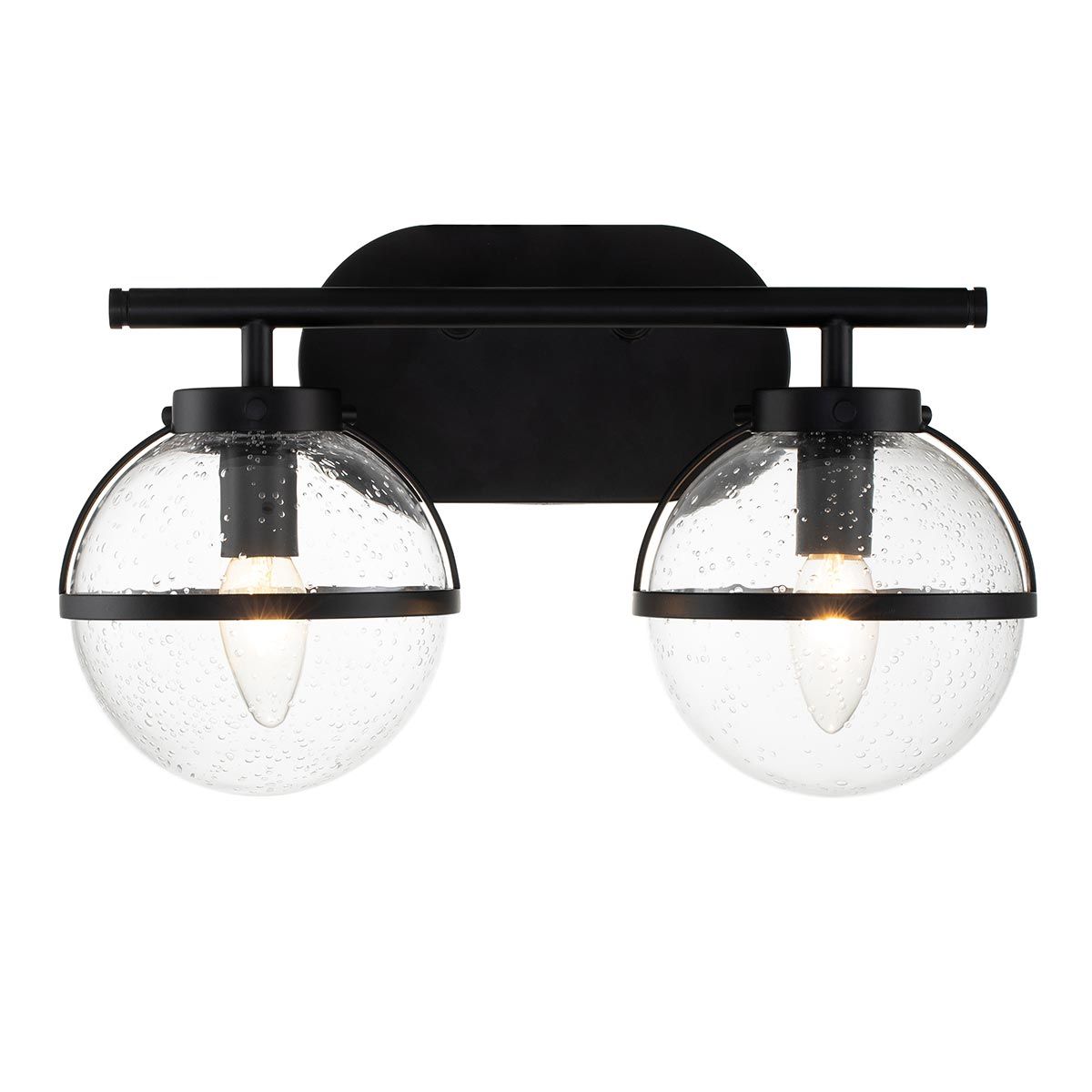 Hollis Art Deco Black 2-Light Wall Sconce