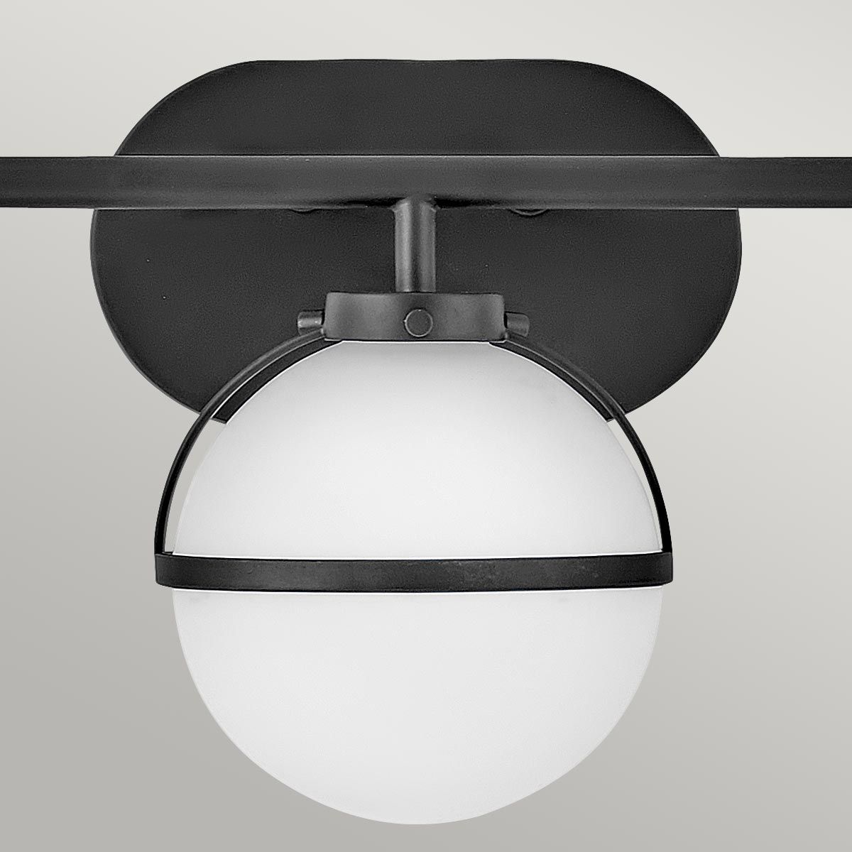 Hollis Art Deco Black Steel Bathroom Wall Light Fixture