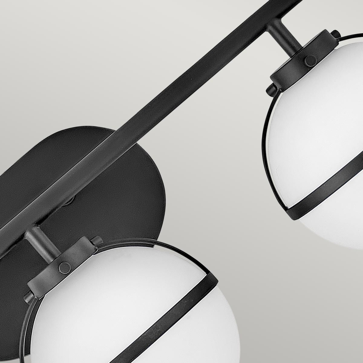 Hollis Art Deco Black Steel Bathroom Wall Light Fixture