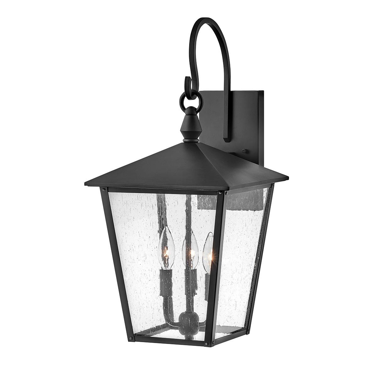 Elegant Huntersfield 3-Light Outdoor Wall Lantern in Black Finish