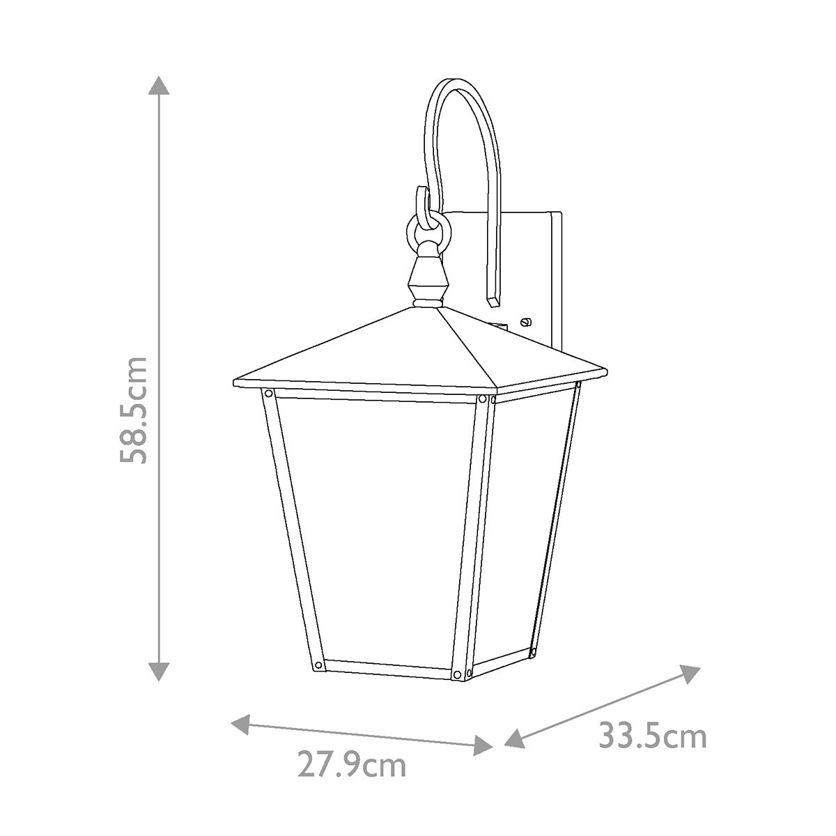 Elegant Huntersfield 3-Light Outdoor Wall Lantern in Black Finish