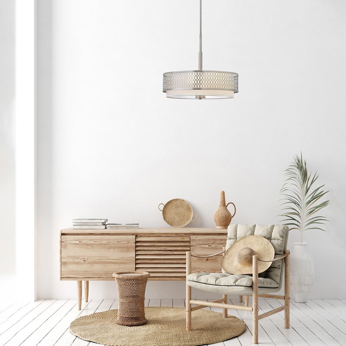 Jules Brushed Nickel Oval Pendant Light Fixture