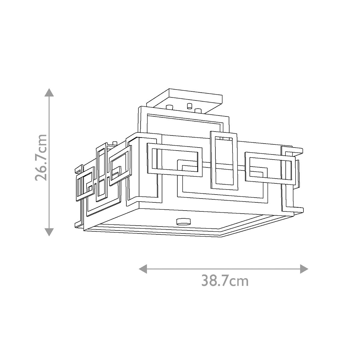 Antique Nickel Geometric Semi-Flush Ceiling Light