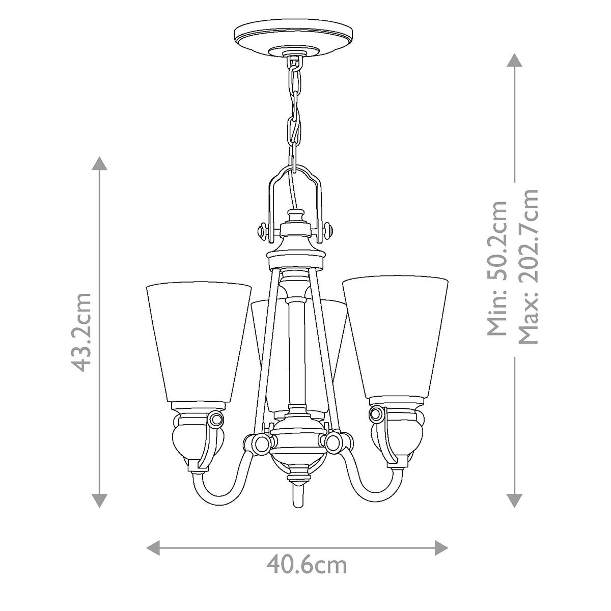 Mayflower Three-Light Traditional Bronze Chandelier