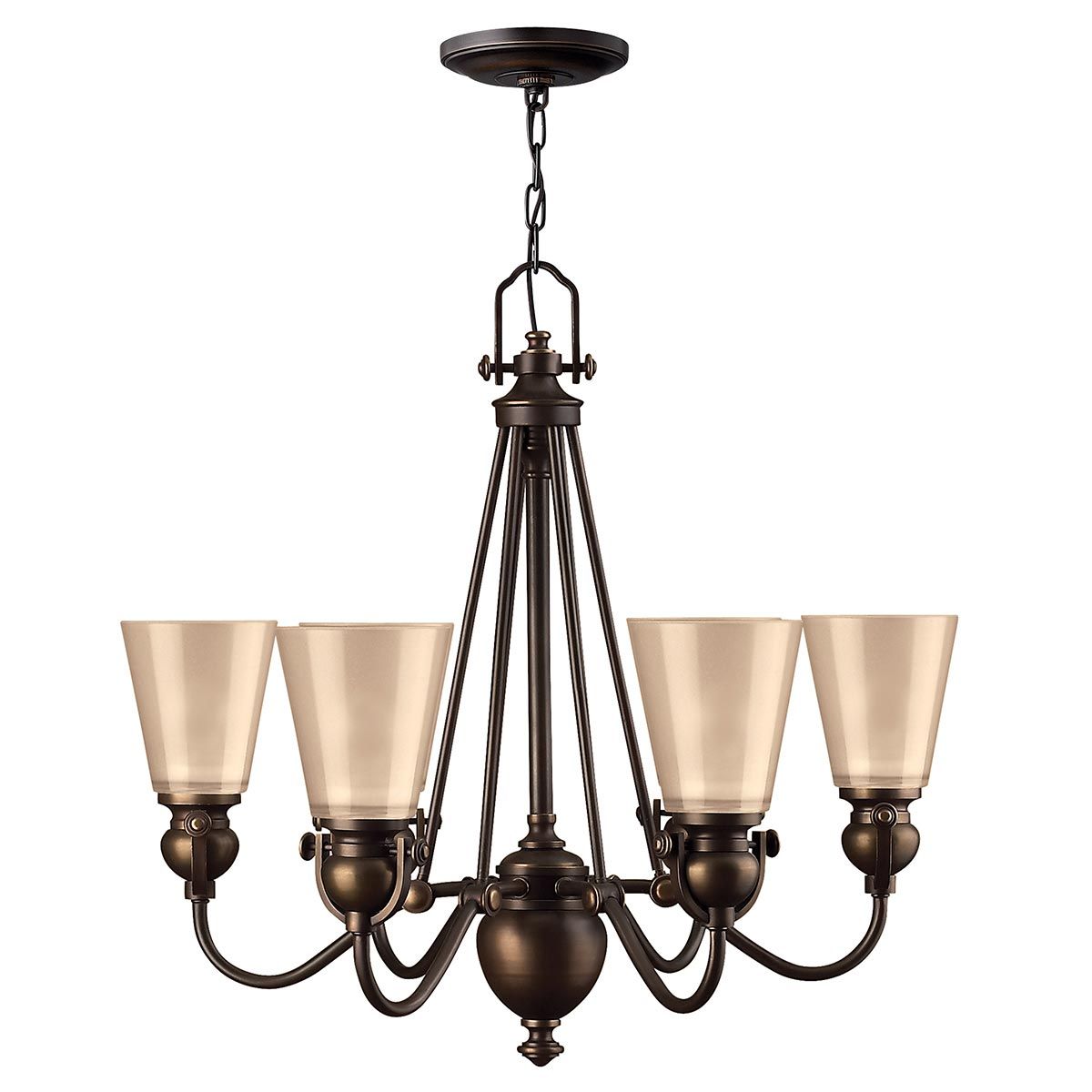 Mayflower 6-Light Classic Bronze Chandelier with Amber Glass