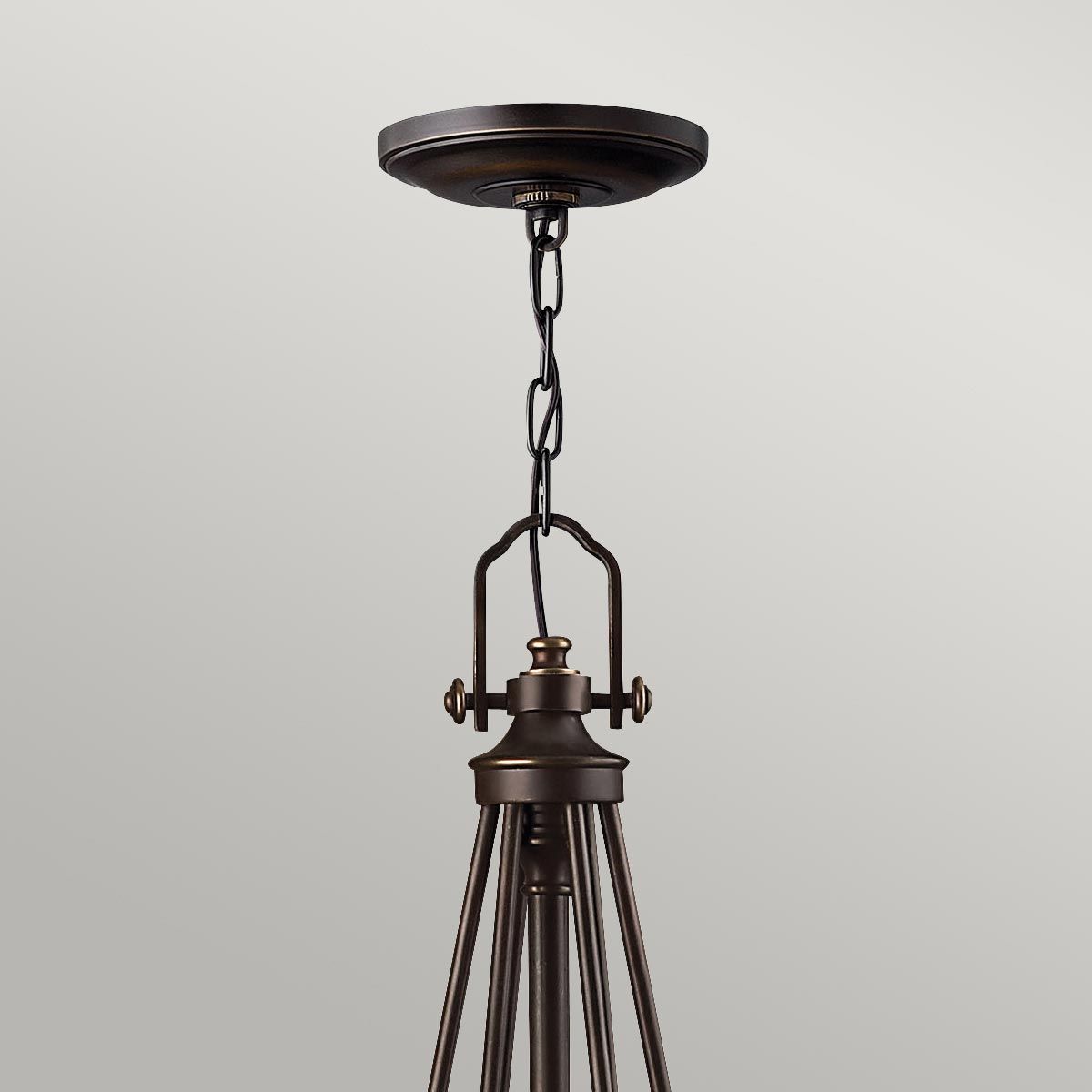 Mayflower 6-Light Classic Bronze Chandelier with Amber Glass