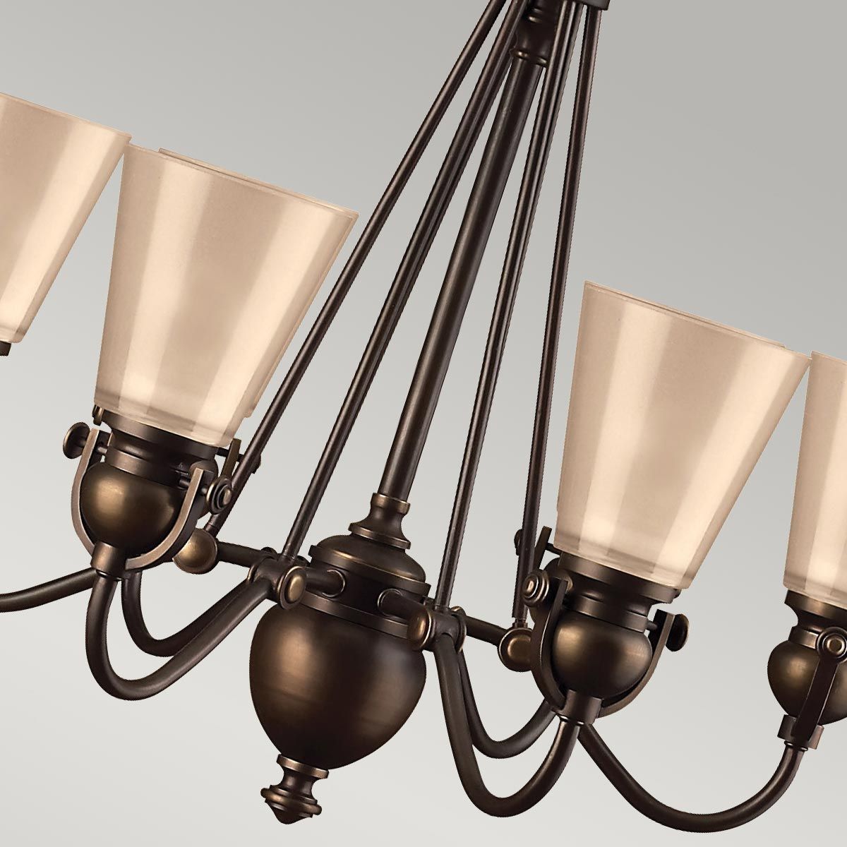 Mayflower 6-Light Classic Bronze Chandelier with Amber Glass