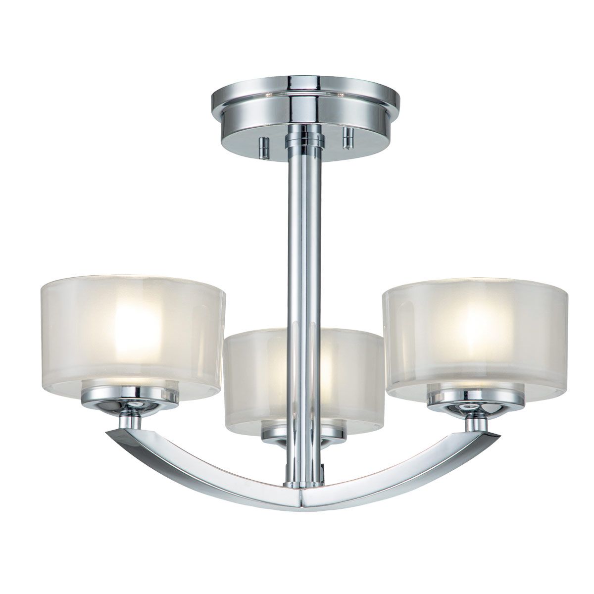 Meridian 3-Light Polished Chrome Semi-Flush Bathroom Fixture