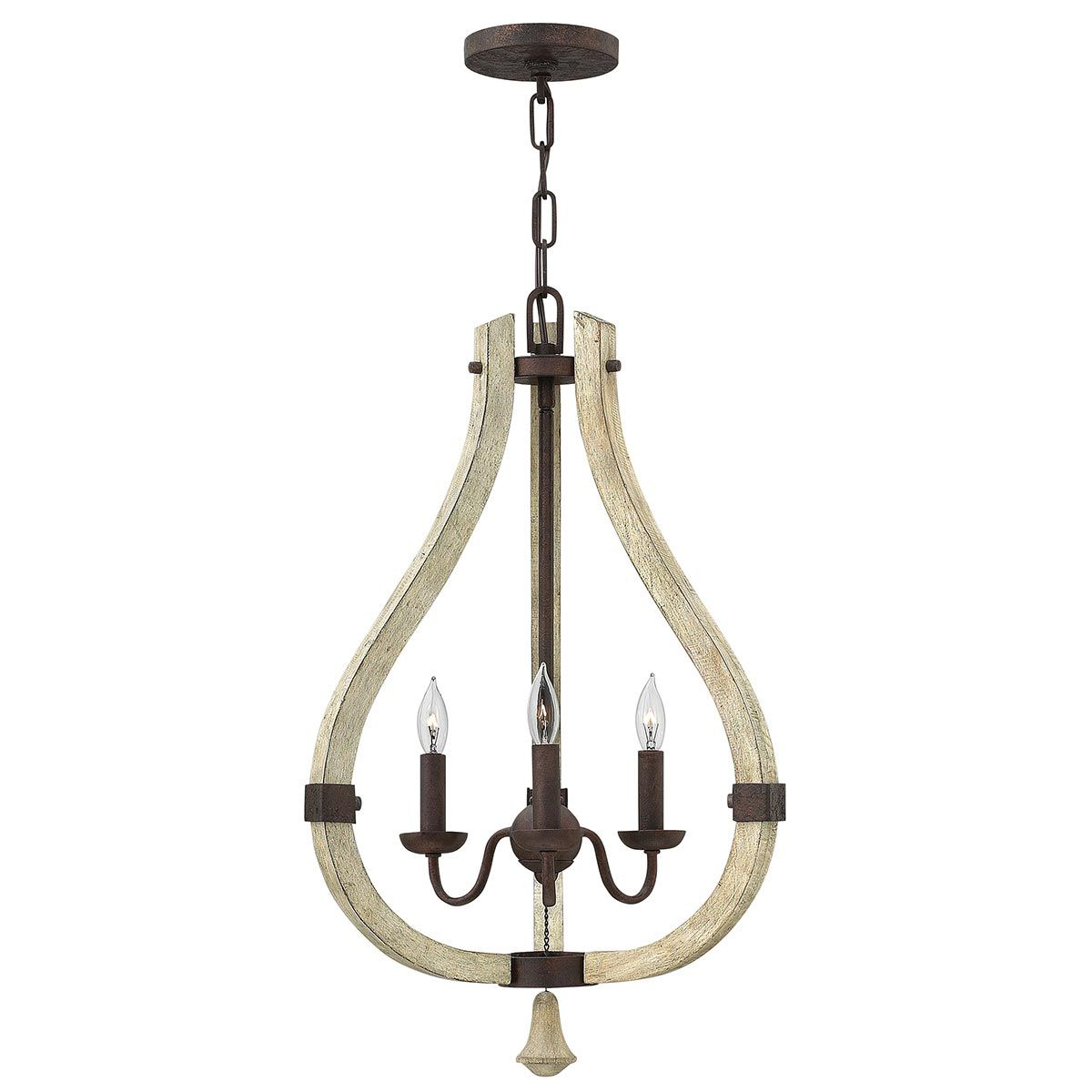 Chic Rustic Iron Rust 3-Light Chandelier