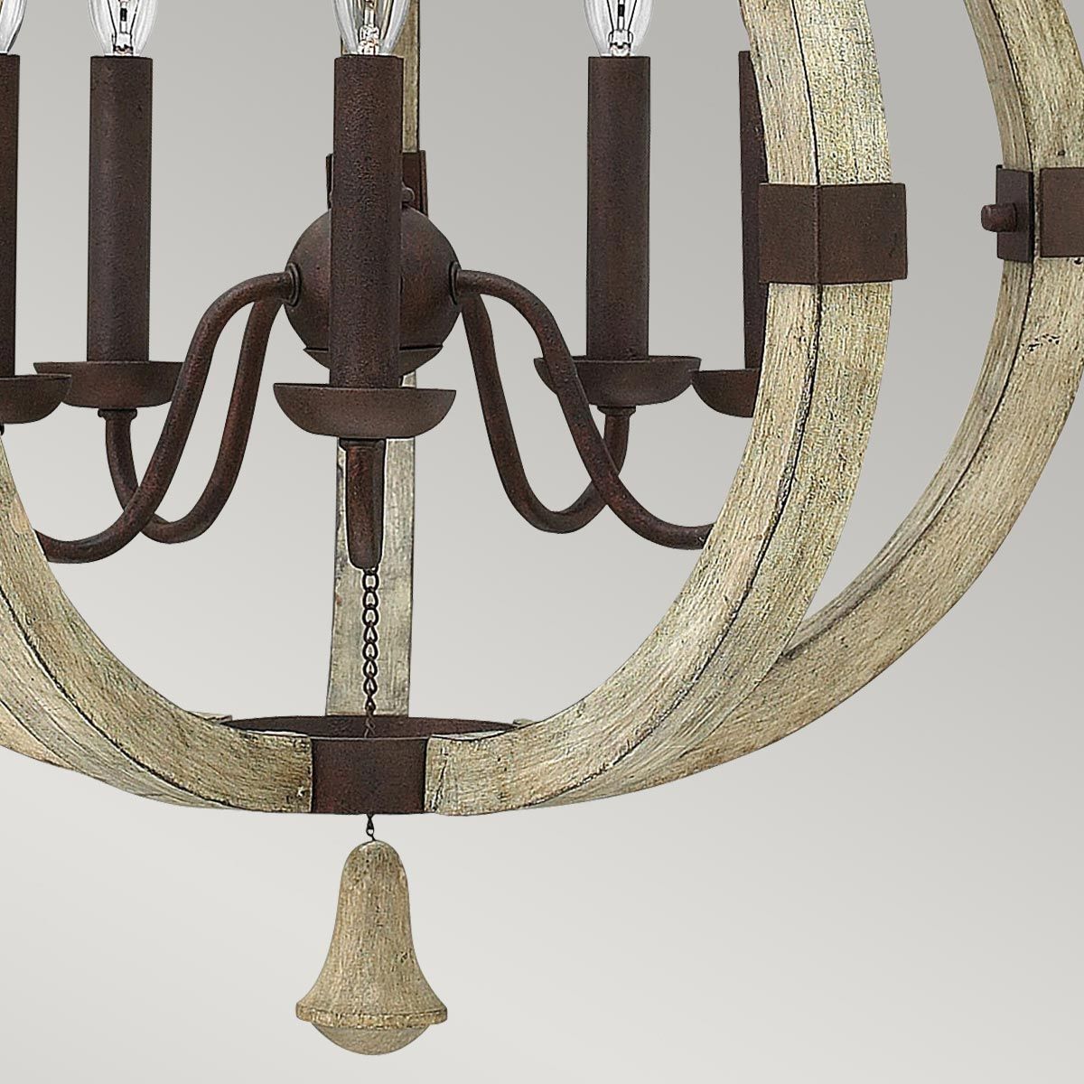 Vintage Iron Rust 5-Light Rustic Wood Chandelier