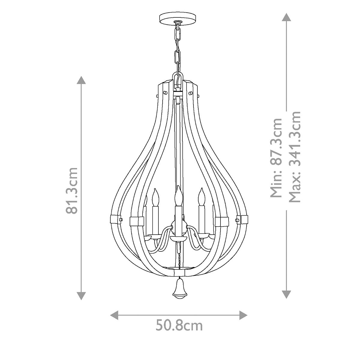 Vintage Iron Rust 5-Light Rustic Wood Chandelier