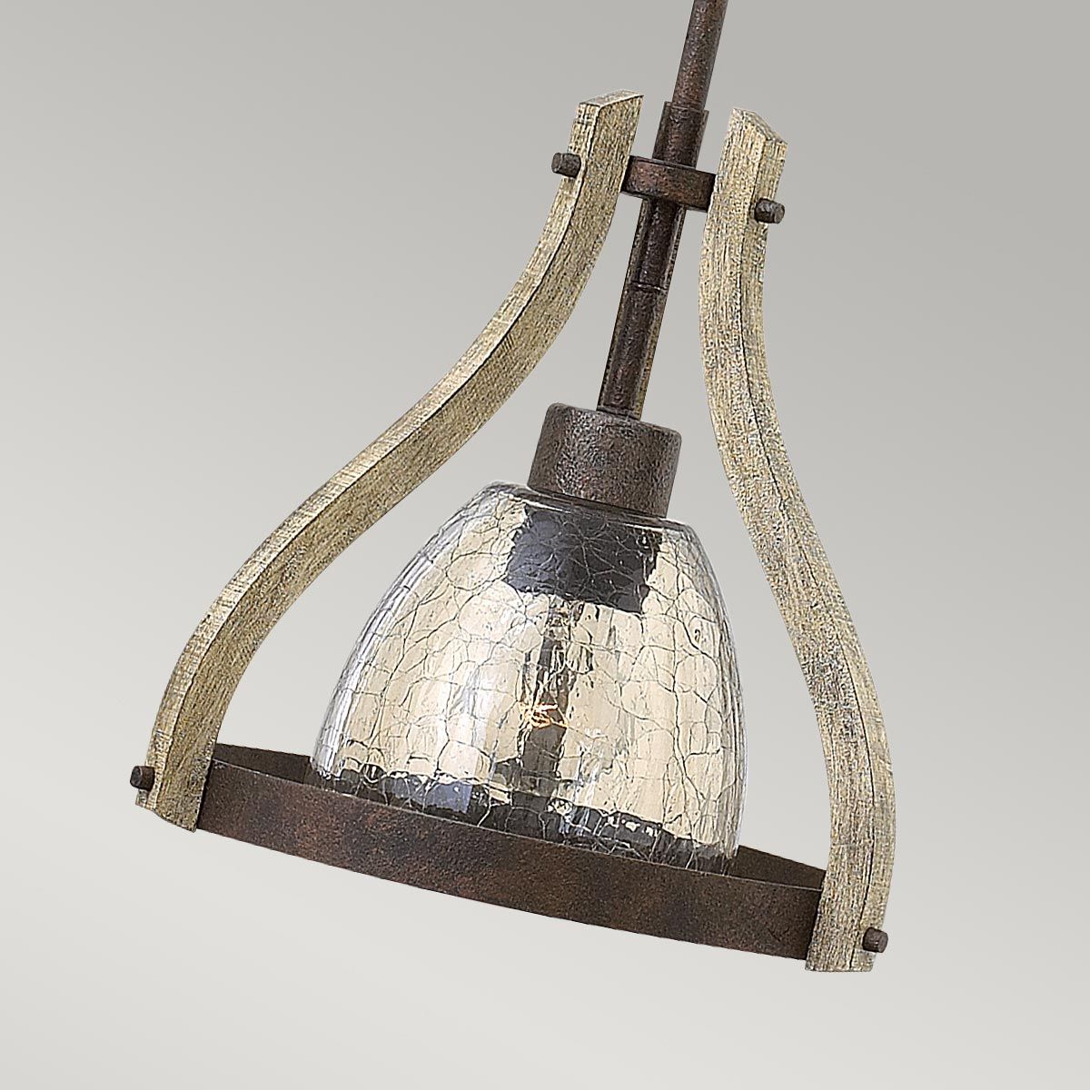 Rustic Urban Iron and Wood Hanging Pendant Light