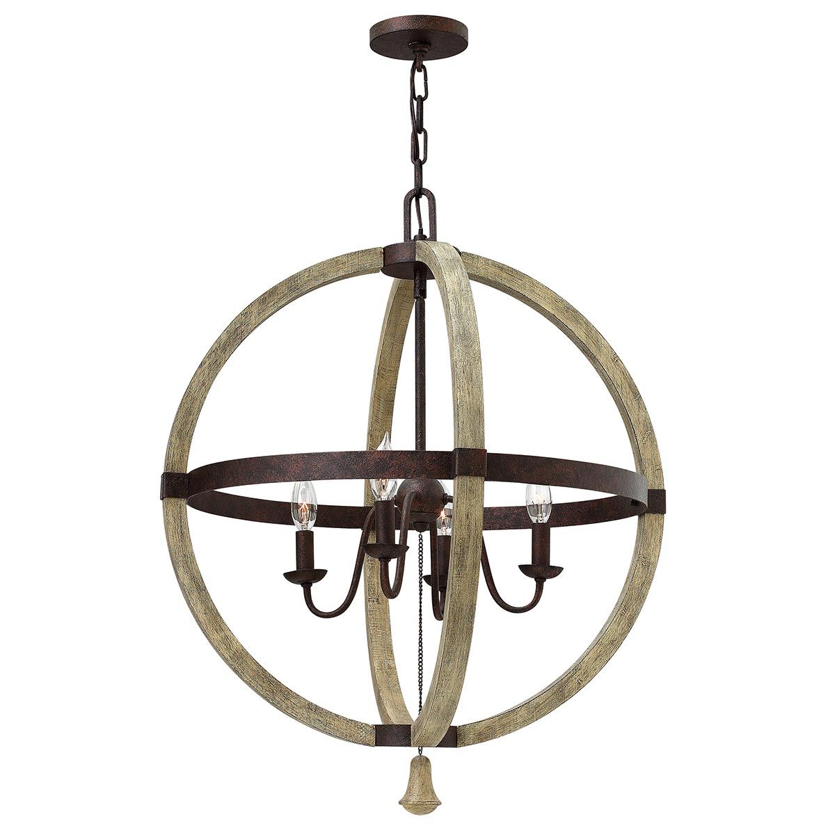 Rustic Elegance: Iron Rust & Distressed Wood Chandelier