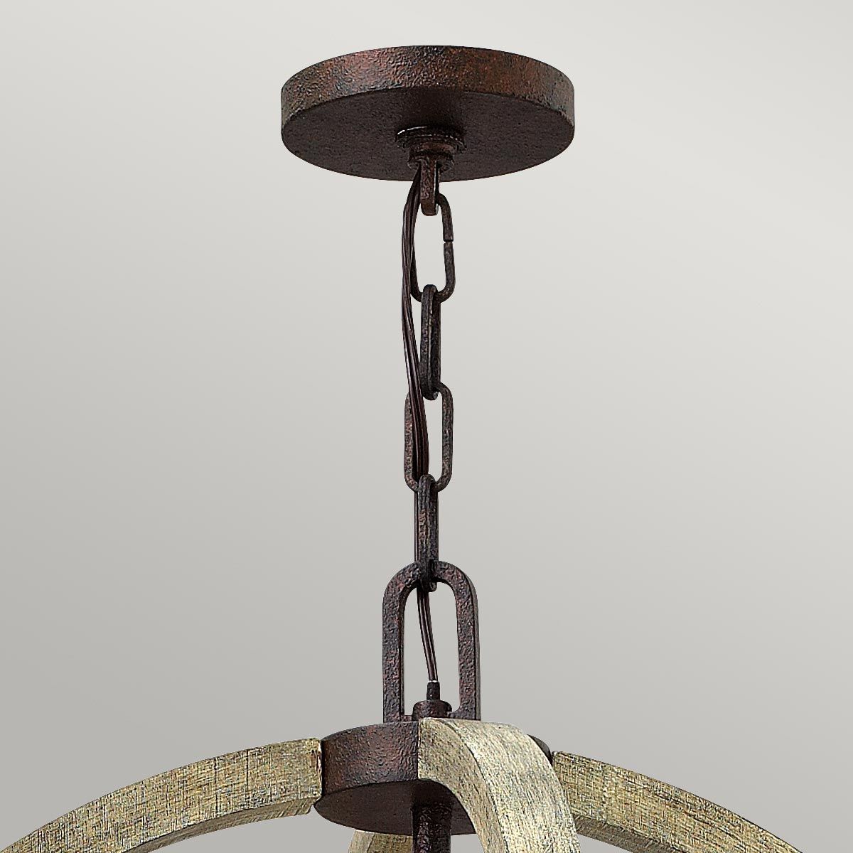 Rustic Elegance: Iron Rust & Distressed Wood Chandelier
