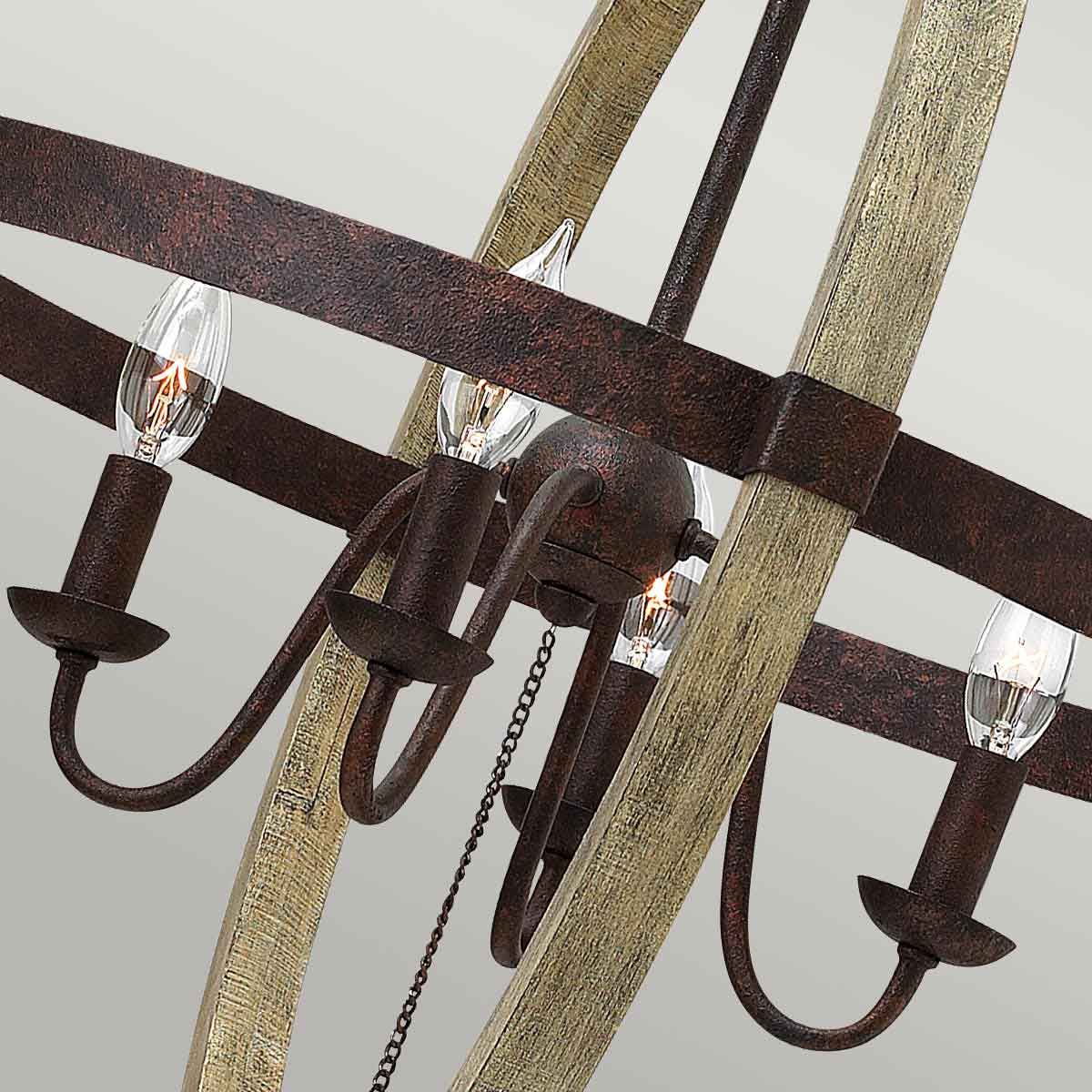 Rustic Elegance: Iron Rust & Distressed Wood Chandelier