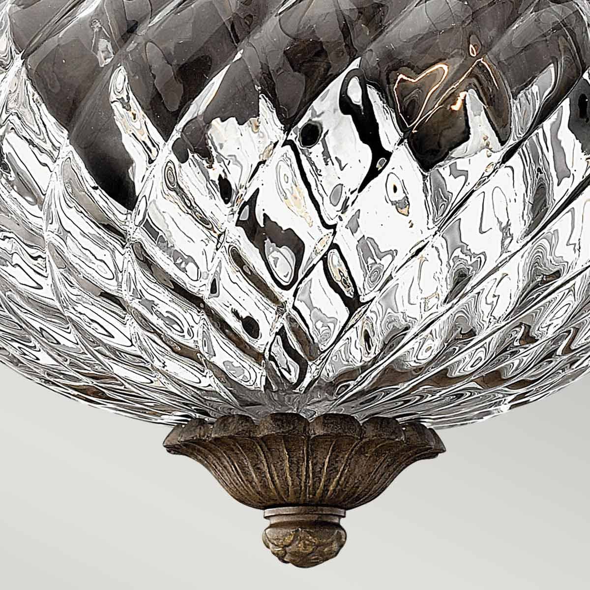 Plantation Collection: Elegant 2-Light Flush Mount in Pearl Bronze