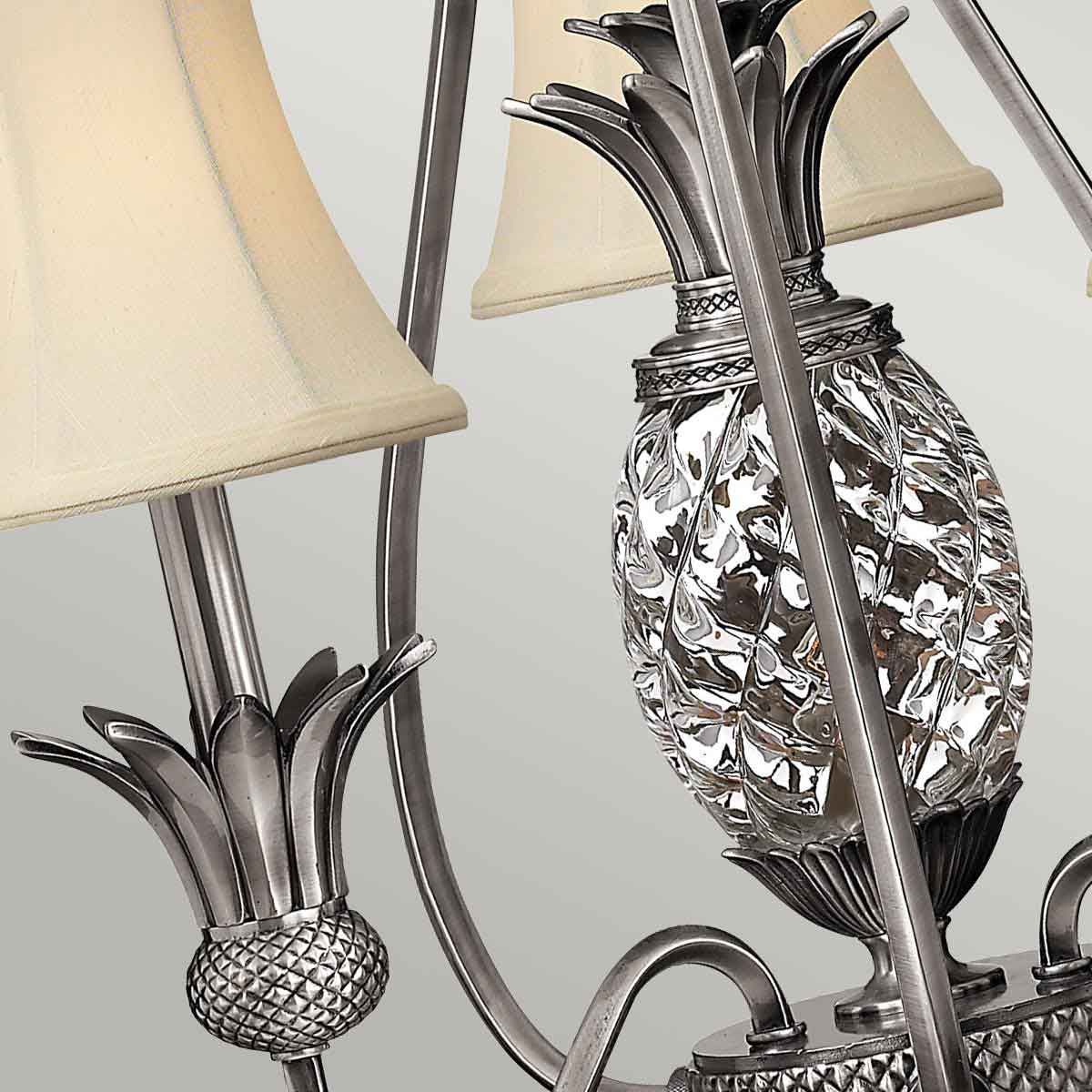 Antique Nickel Elegance: Plantation 3 Light Chandelier