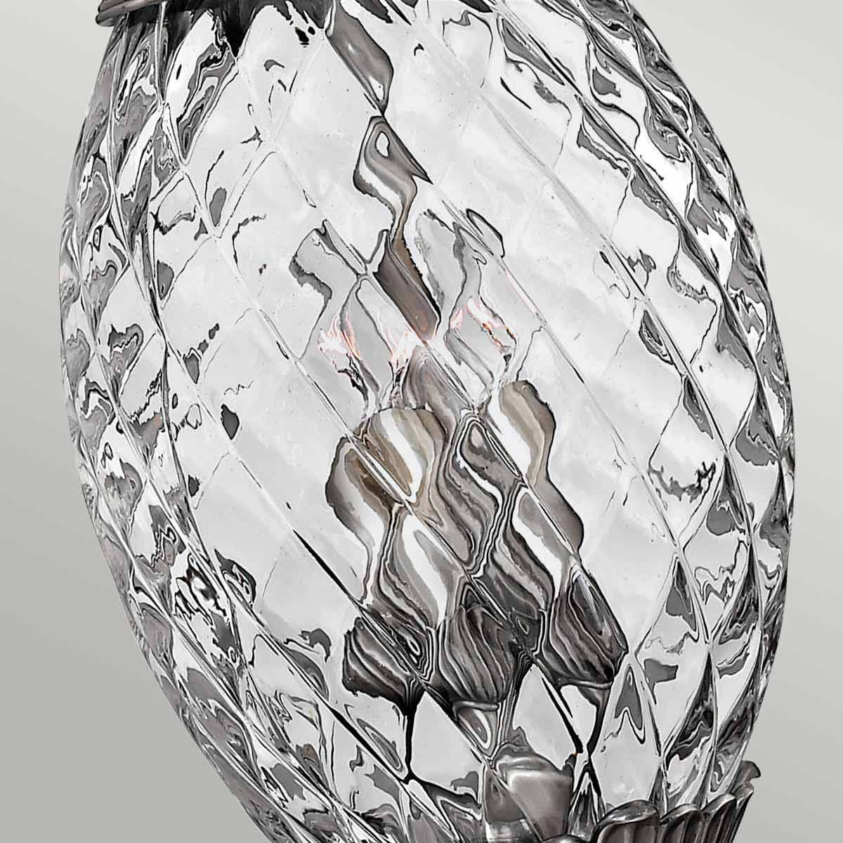 Ornate Nickel Pineapple Pendant Chandelier with Clear Optic Glass