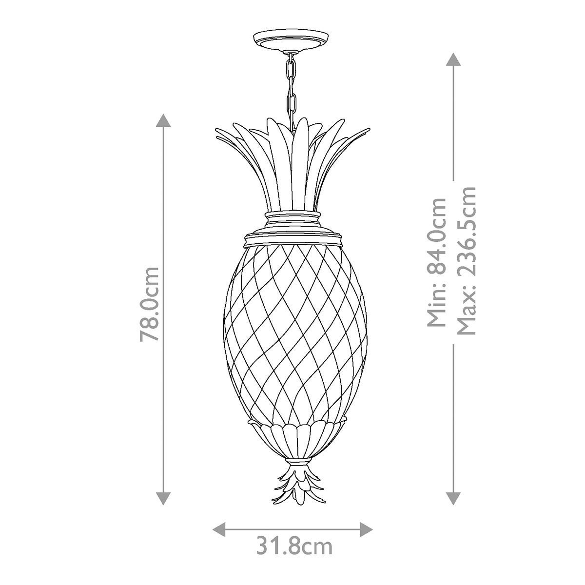 Elegant Pineapple Pendant Chandelier with Pearl Bronze Finish