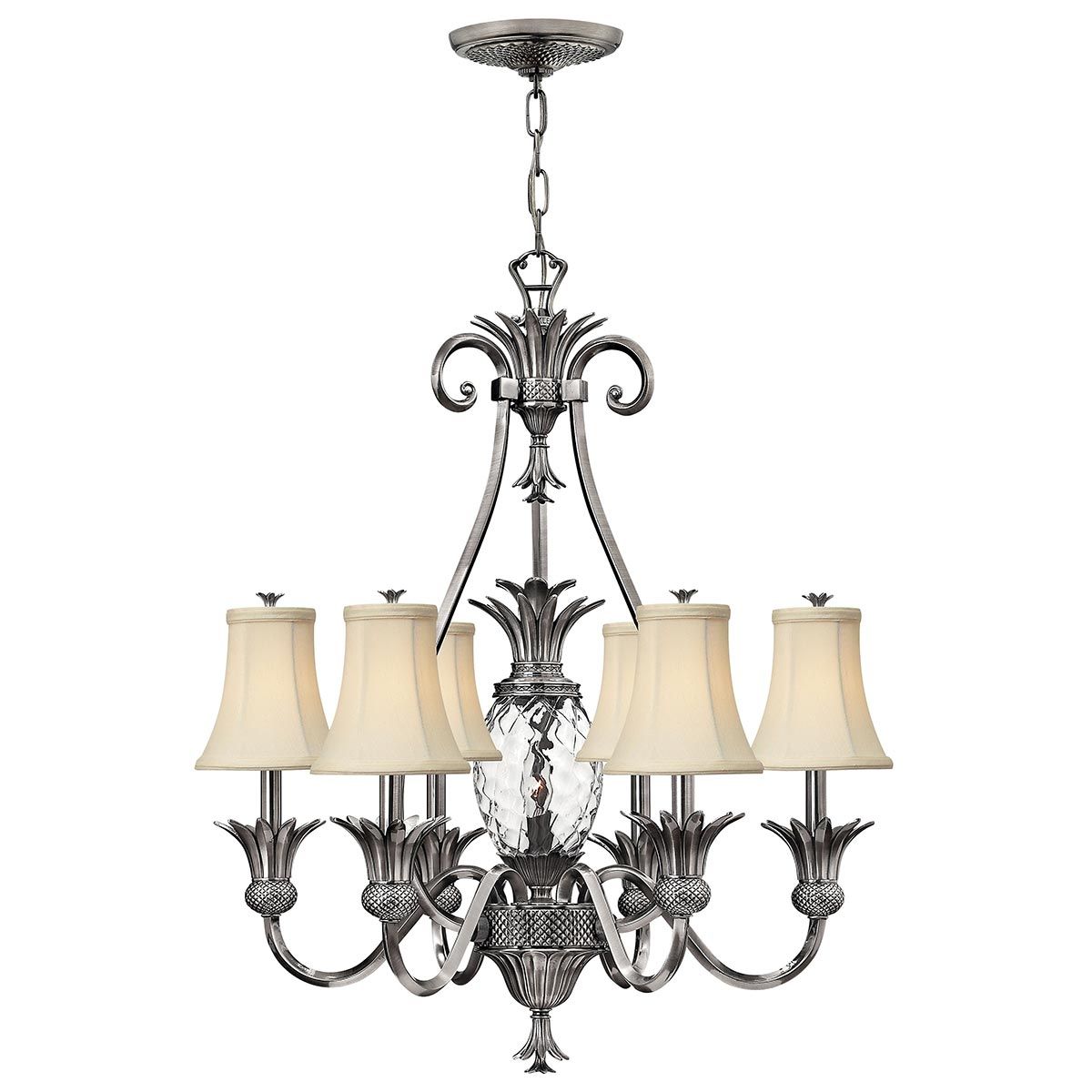 Exquisite Plantation 7-Light Chandelier in Polished Antique Nickel