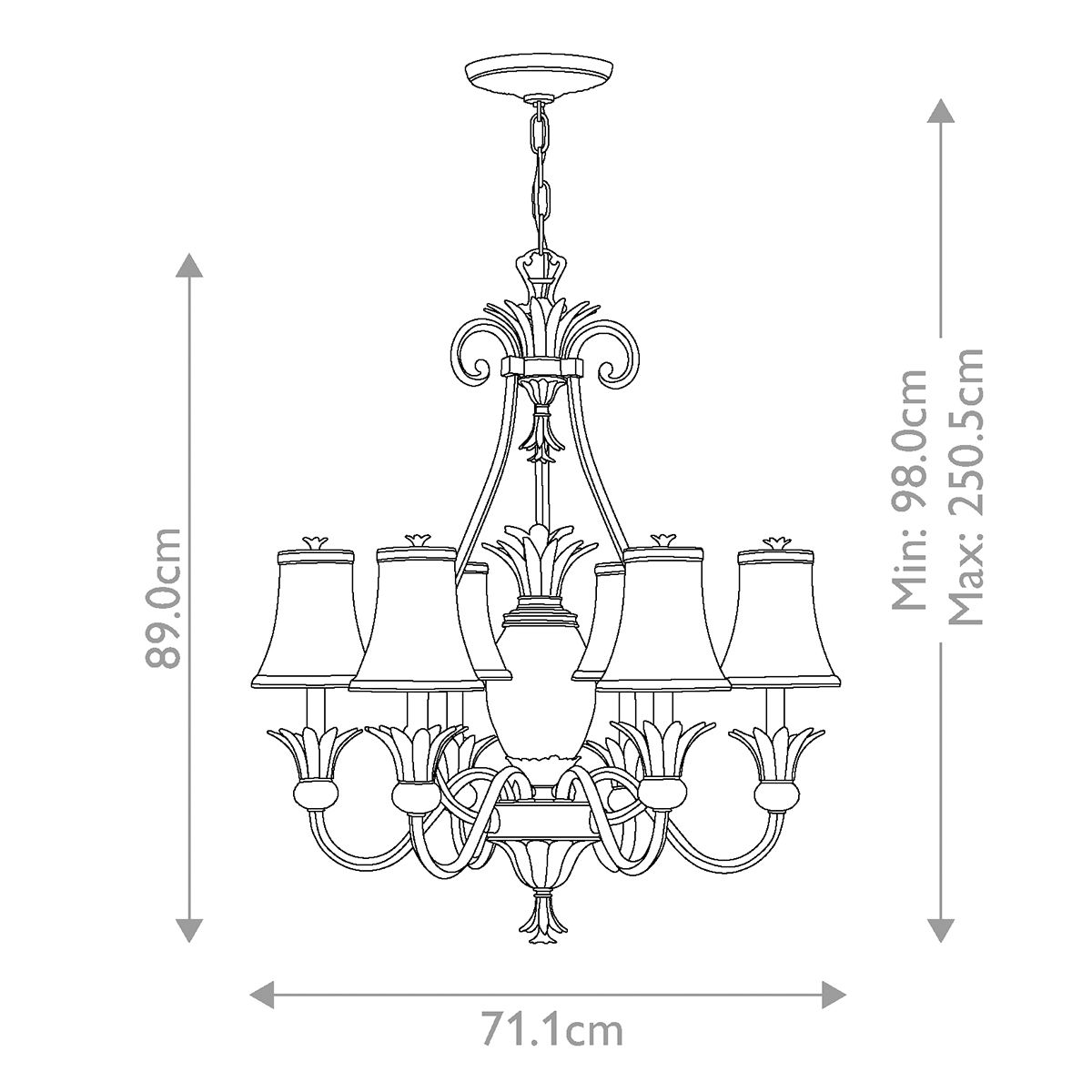 Exquisite Pearl Bronze 7-Light Chandelier with Ornate Pineapple Design