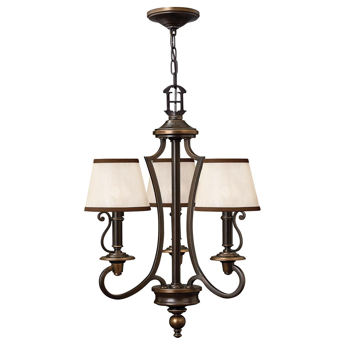 Olde Bronze 3-Light Classic Chandelier with Organza Shade