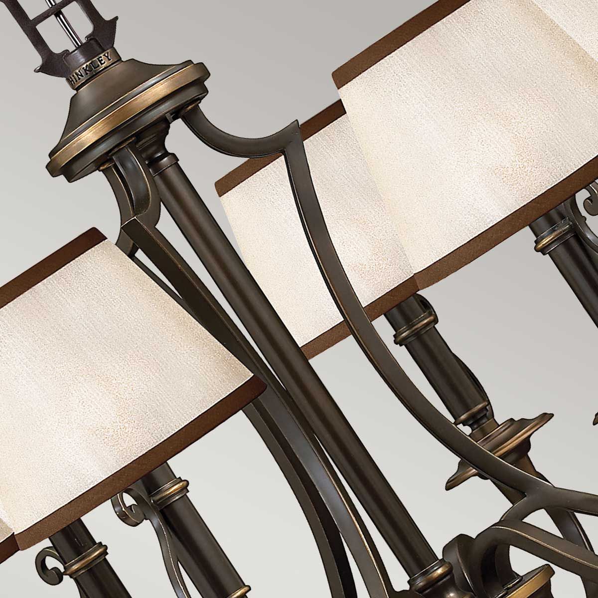 Vintage Elegance: Plymouth 6-Light Chandelier in Old Bronze with Amber Organza Shades