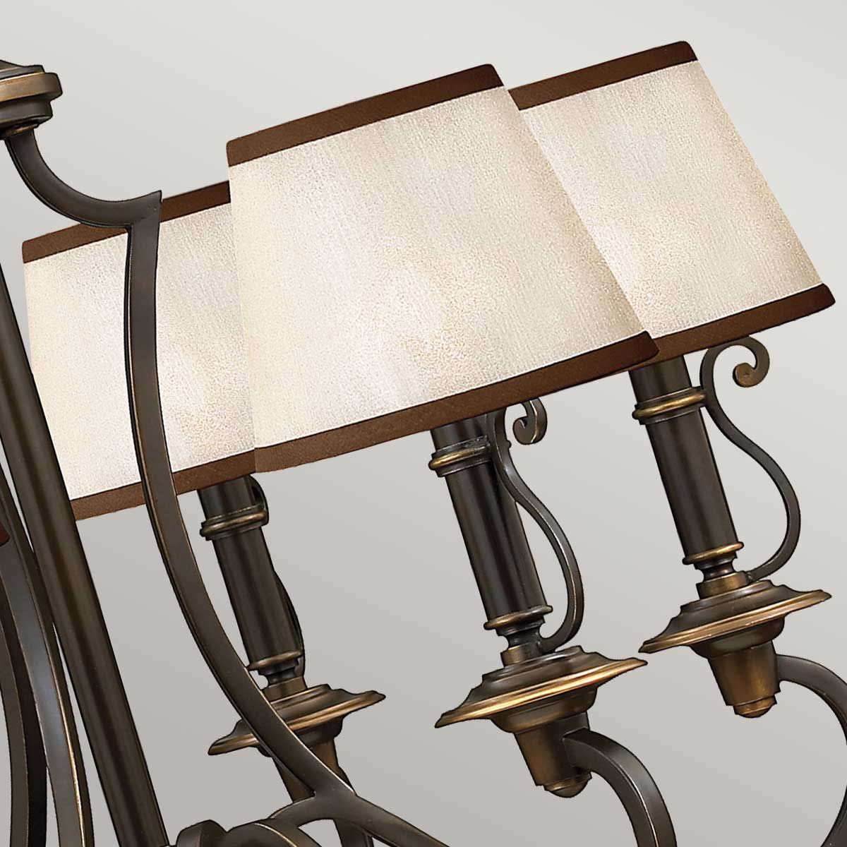 Vintage Elegance: Plymouth 6-Light Chandelier in Old Bronze with Amber Organza Shades