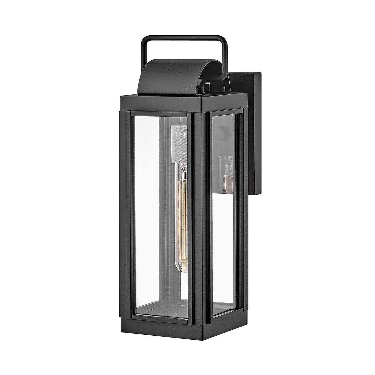 Black Aluminum Outdoor Wall Lantern with Clear Glass Shade