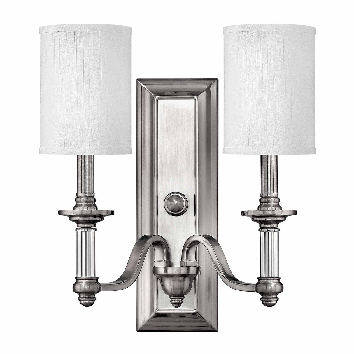 Elegant Brushed Nickel Dual Light Wall Fixture