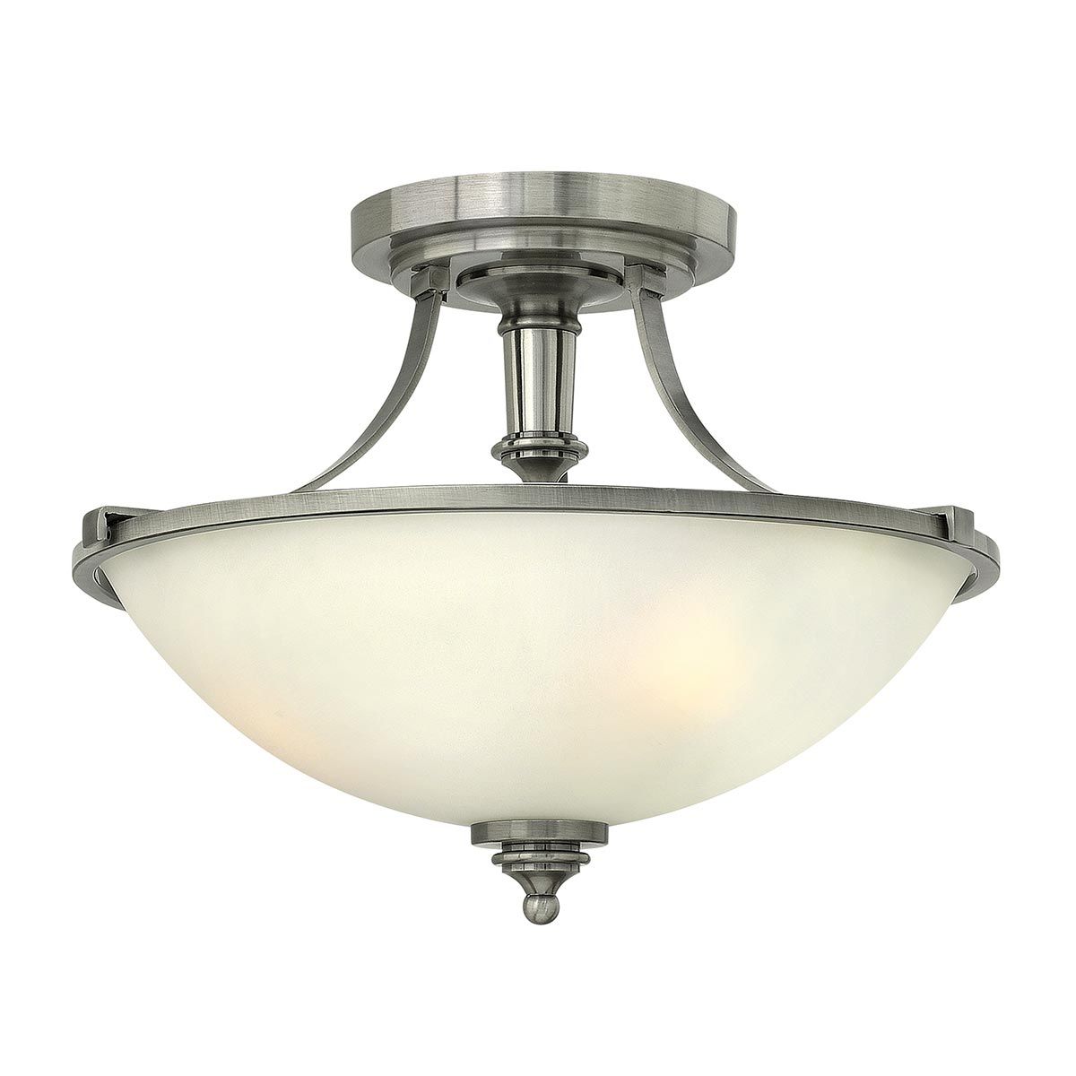 Roman Semi-Flush Ceiling Light in Antique Nickel with Seeded Glass