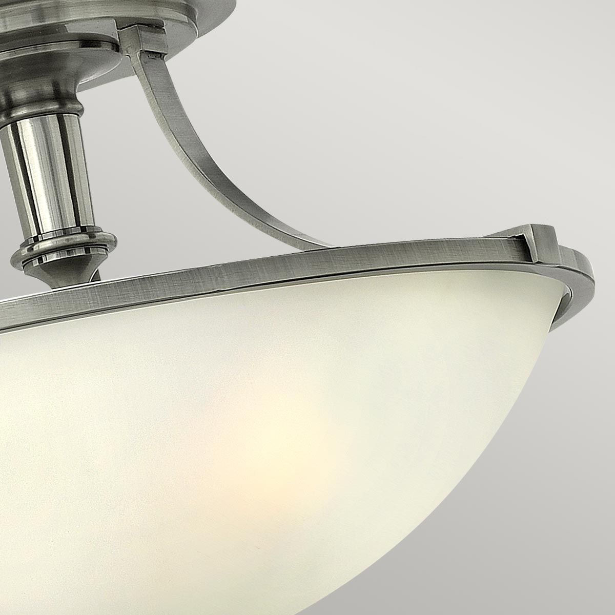 Roman Semi-Flush Ceiling Light in Antique Nickel with Seeded Glass