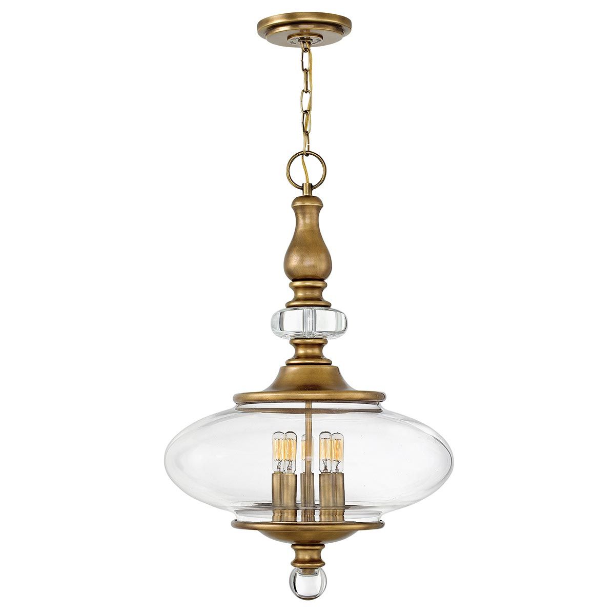 Wexley Five-Light Pendant in Heritage Brass Finish
