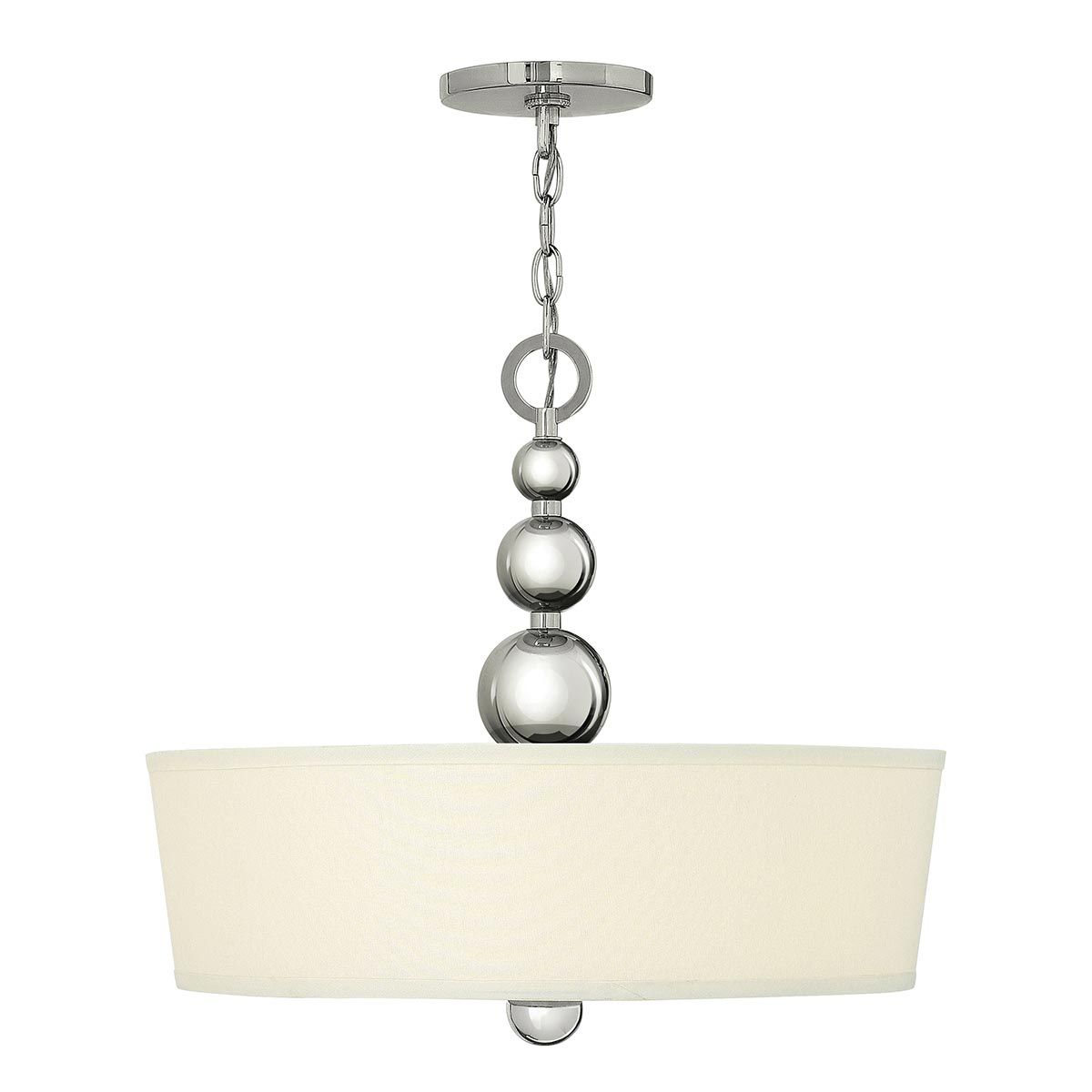 Mid-Century Modern Polished Nickel Triple Pendant Light