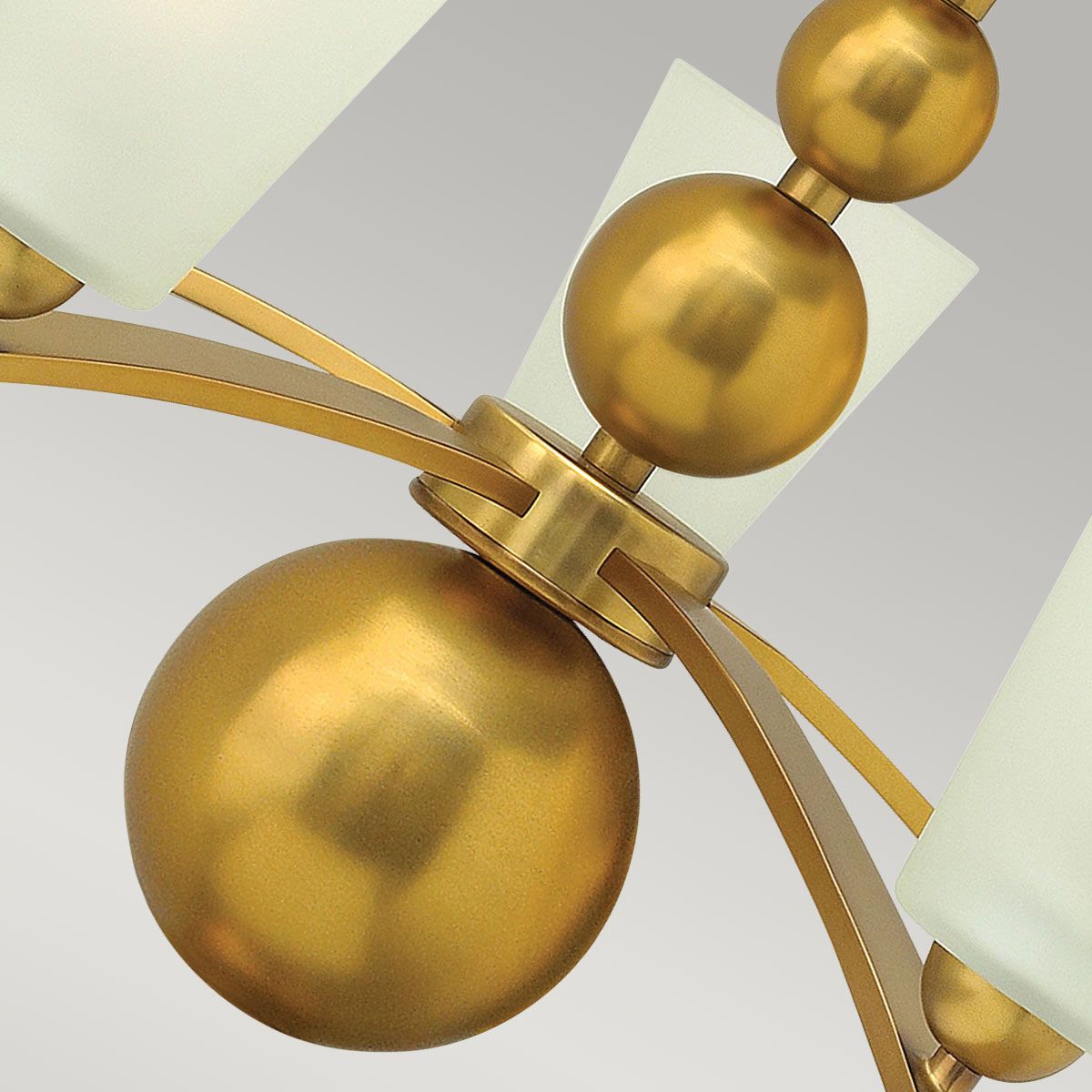 Mid-Century Vintage Brass Chandelier with Etched Glass Shades