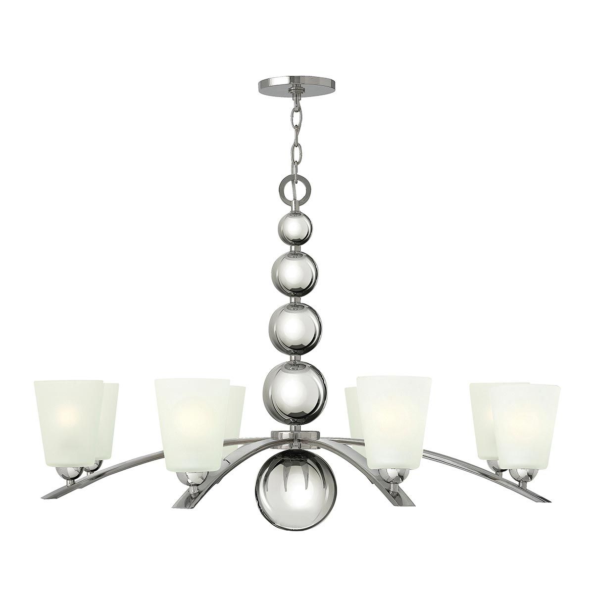 Elegant Zelda Mid-Century 8-Light Chandelier in Polished Nickel