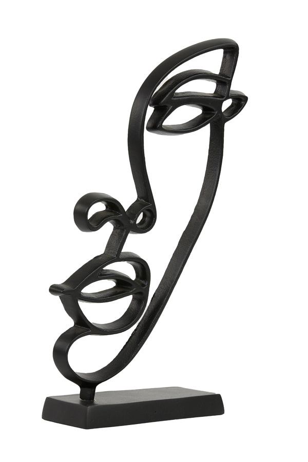 Elegant Black Face Sculpture on Stand, 21x8x40 cm