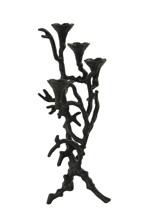Elegant 4-Light Abazia Black Candle Holder, 22x13x42 cm
