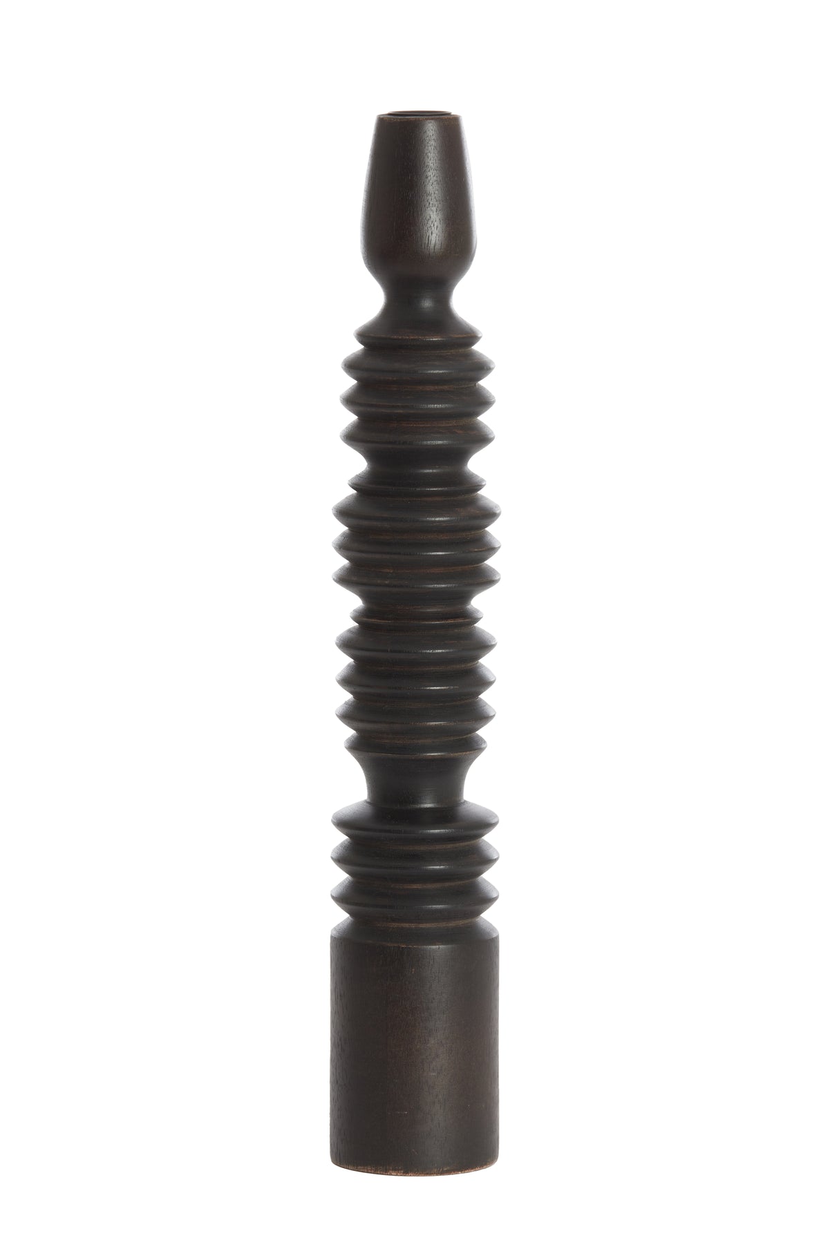 Elegant Dark Brown Wooden Candle Holder Ø7.5x45.5 cm