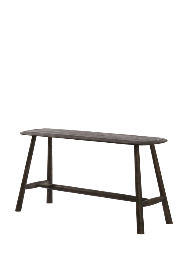 Rustic Wooden Bench with Carved Deer Accents, 90x33x46 cm, Dark Brown Finish