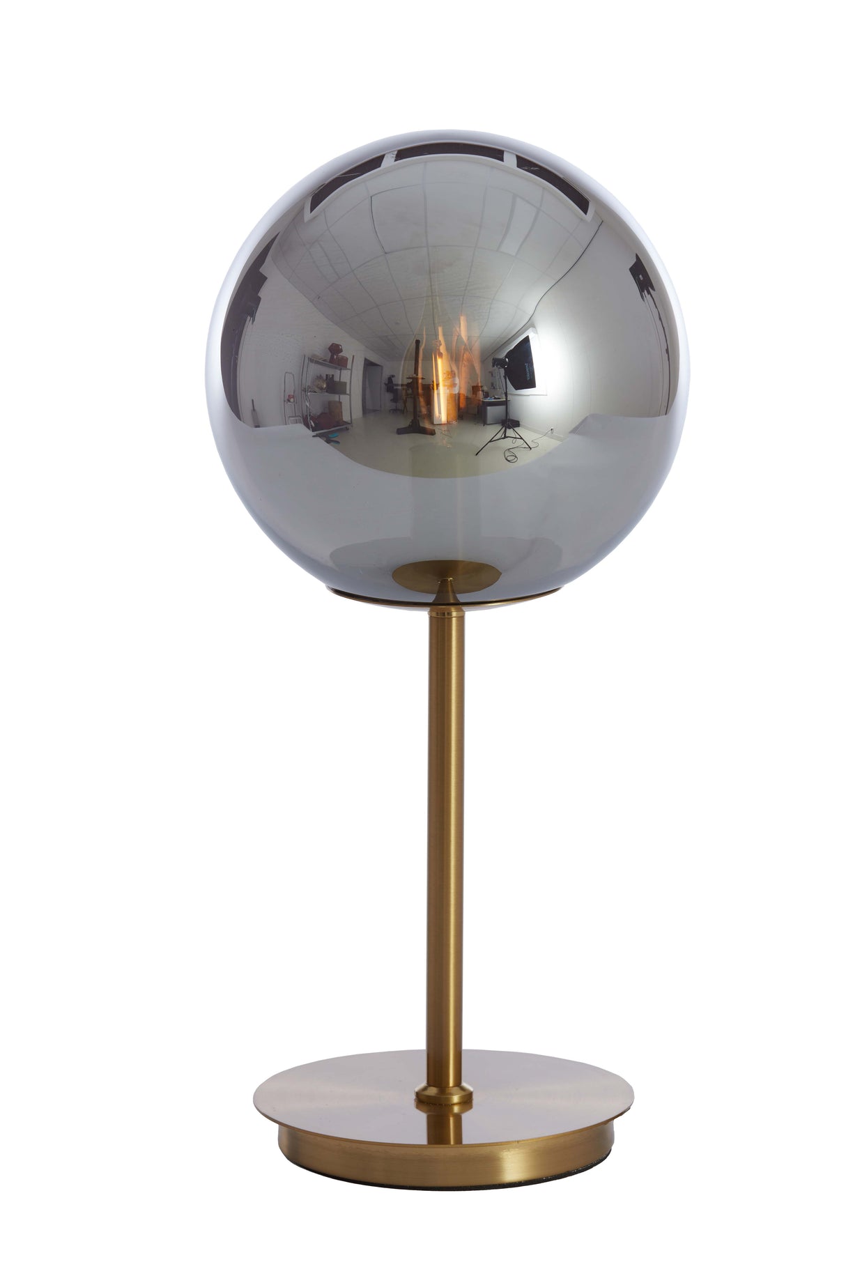 Elegant Glass Table Lamp with Smoky Gold Finish, 20x43 cm