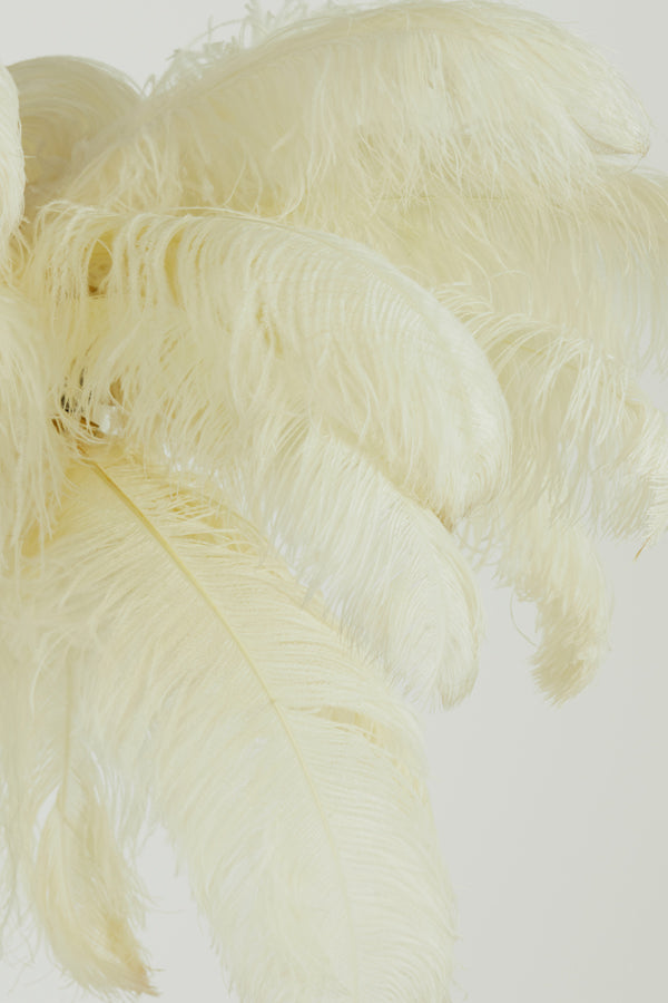 Feathered Elegance Light Fixture - 80cm Gold and White E14 Pendant