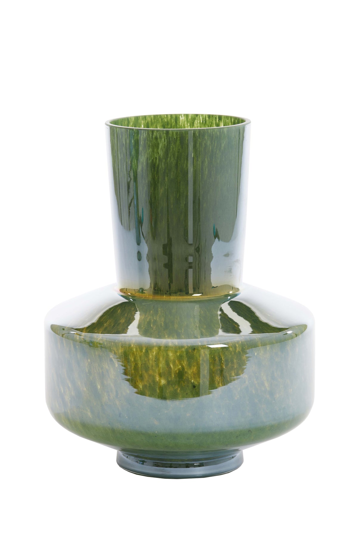 Elegant Dark Green Glass Vase Ø23.5x29.5 cm with Lustrous Finish