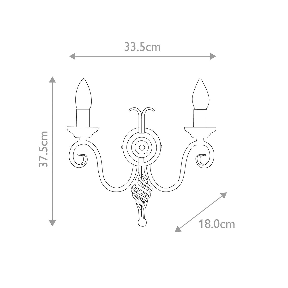 Harlech Dual Light Medieval Wall Sconce in Black