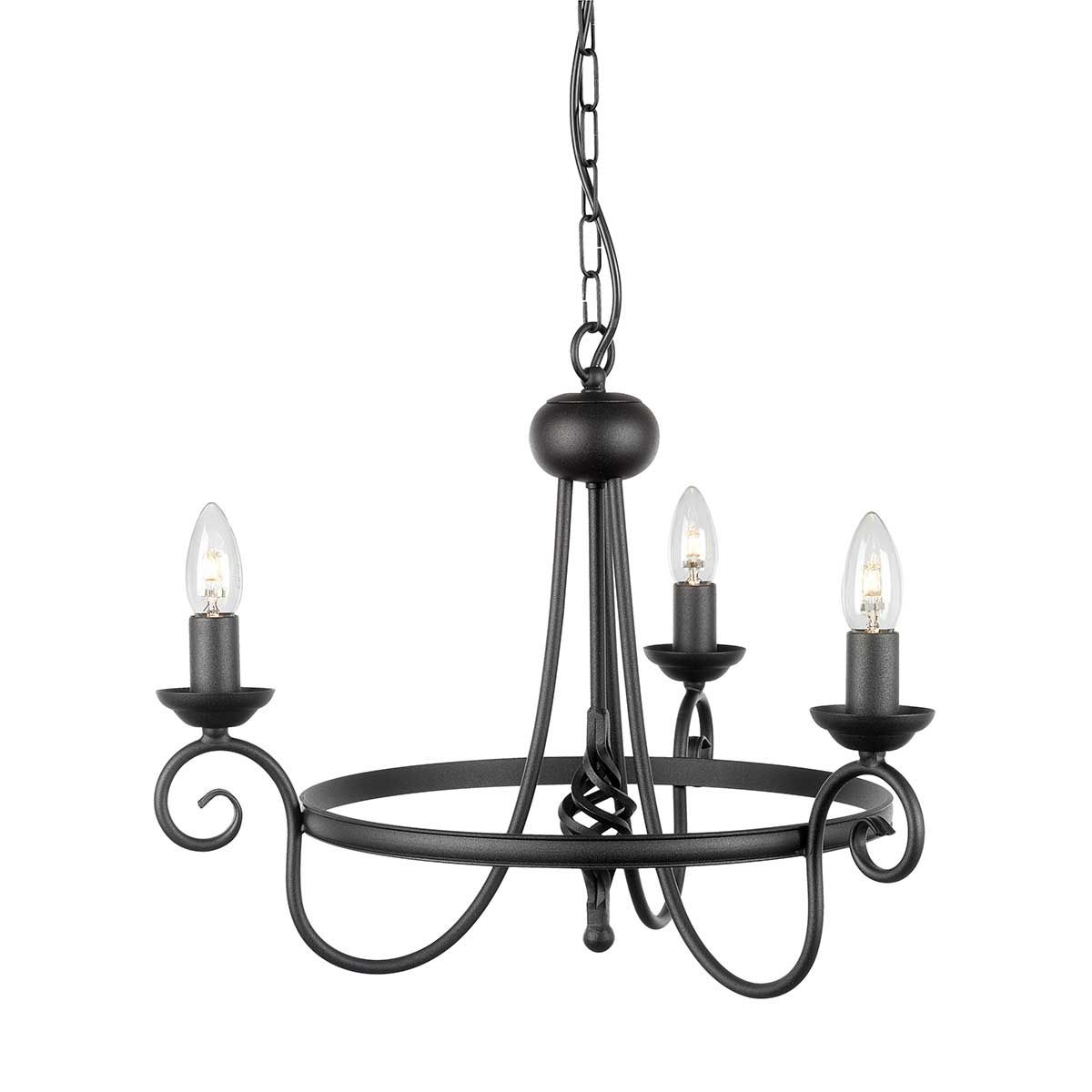 Harlech Black 3-Light Medieval Chandelier