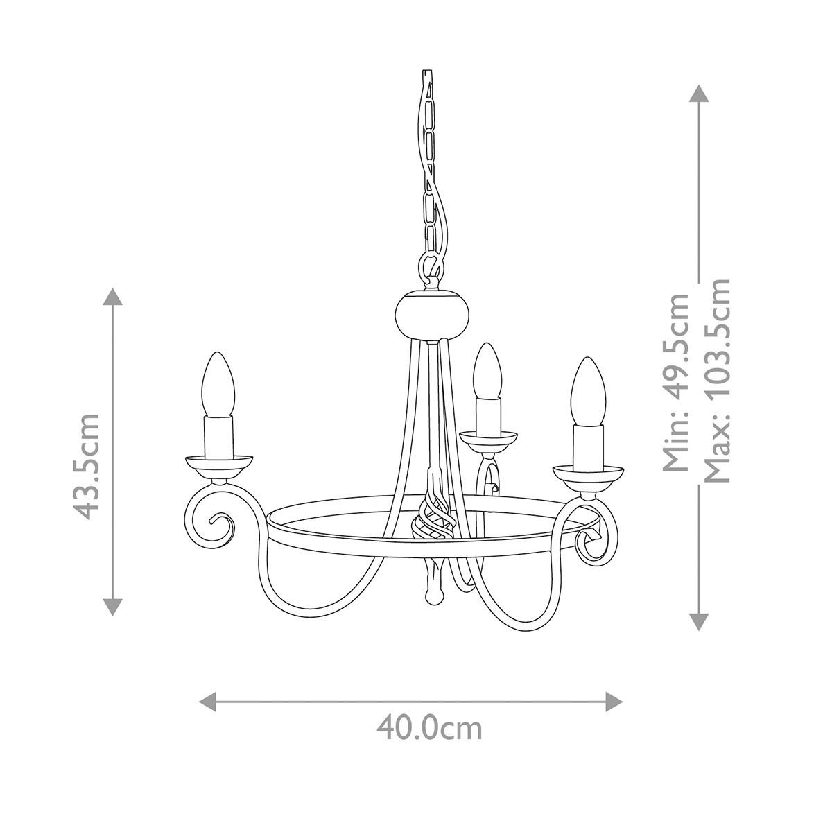 Harlech Black 3-Light Medieval Chandelier