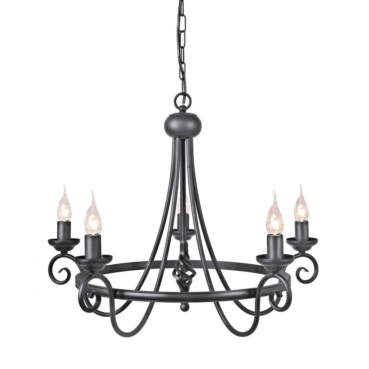 Harlech 5-Light Black Chandelier with Medieval Charm