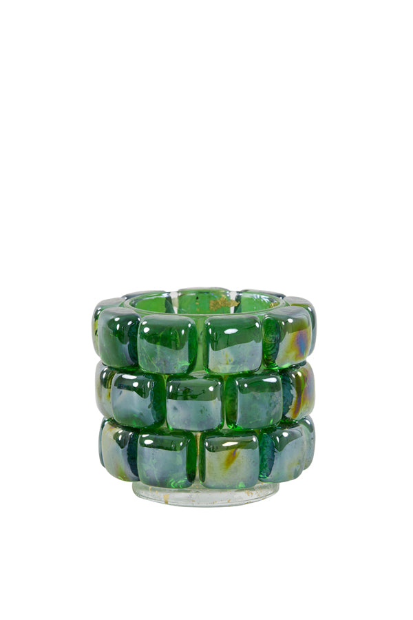 Emerald Mosaic Glass Tealight Holder 9.5x8.5 cm